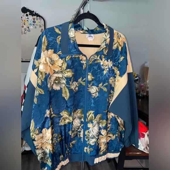 Rayon Hawaiian Floral Vintage 80's Windbreaker unisex - Picture 6 of 7
